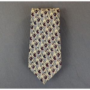 Rene Chagal Necktie Silk Men's Golf Golfer Print Handmade Vintage